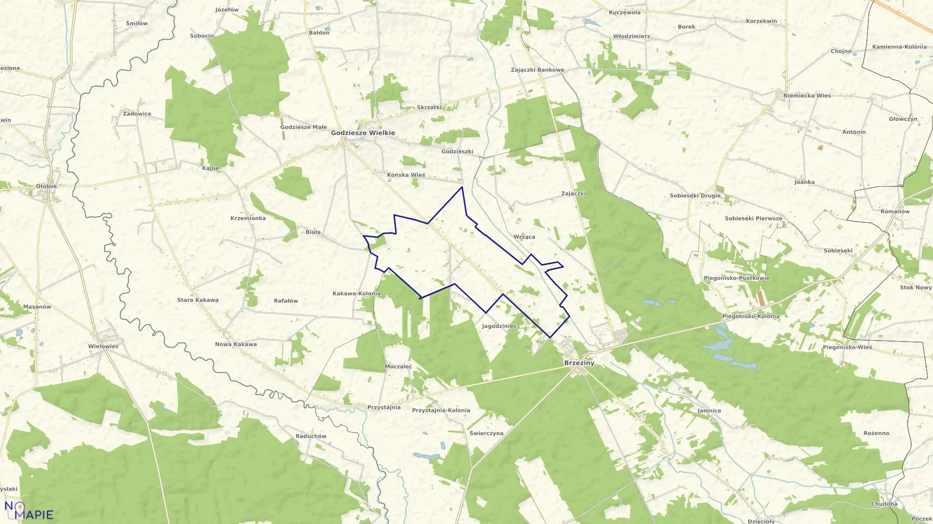 Mapa obrębu ALEKSANDRIA w gminie Brzeziny