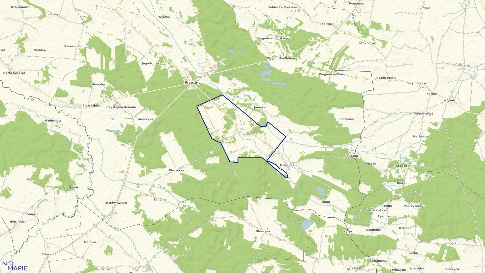 Mapa obrębu CZEMPISZ w gminie Brzeziny