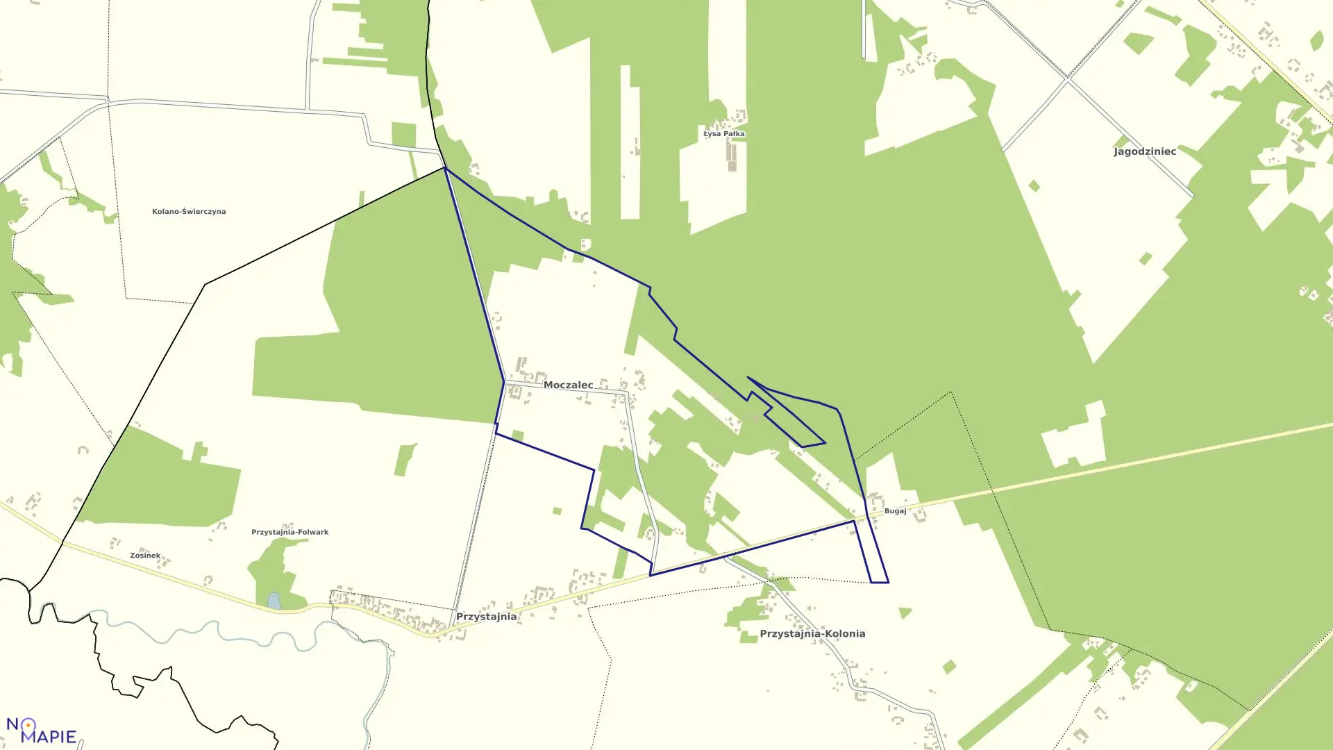 Mapa obrębu MOCZALEC w gminie Brzeziny